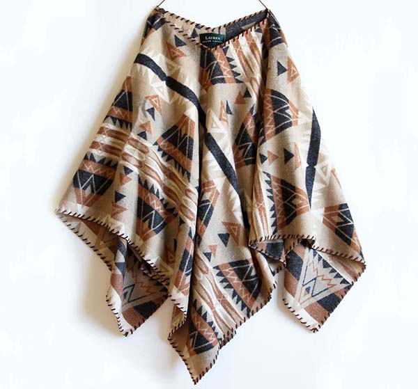 90s LAUREN ラルフローレン ネイティブ柄 ウール ブランケット