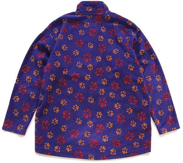 90s イタリア製 Jack Wolfskin 足型 総柄 ハーフジップ プルオーバー