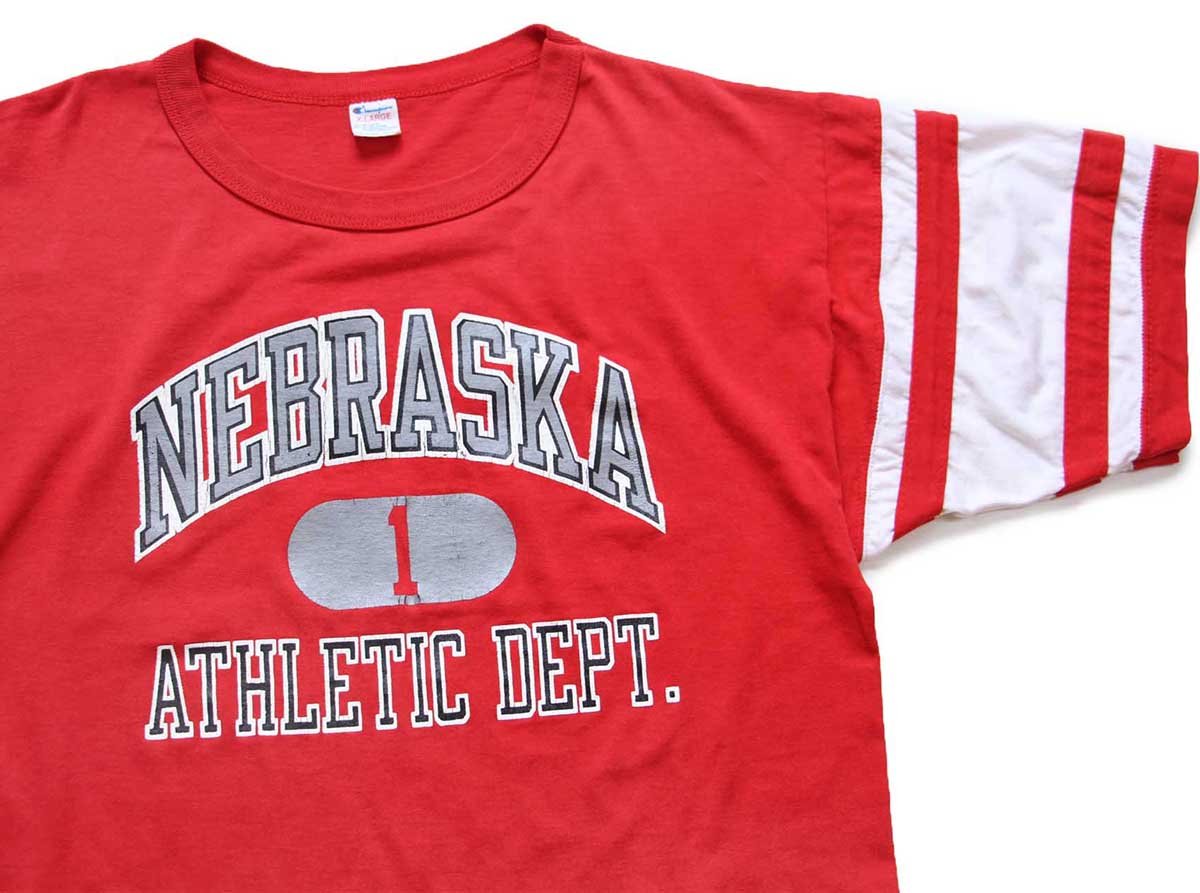 80s USA製 Championチャンピオン NEBRASKA ATHLETIC DEPT. 三段中抜き
