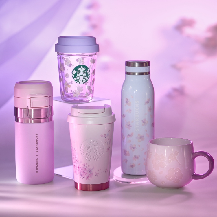 スタバ、2025桜グッズ第2弾「夕桜」「夜桜」モチーフのボトルや
