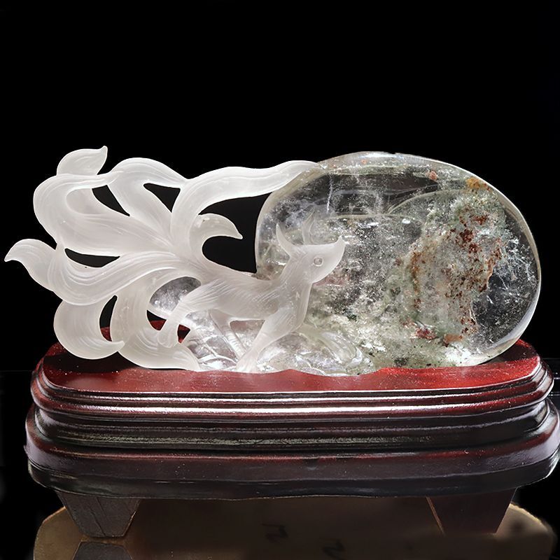 置物 ガーデンクォーツ 九尾の狐 ブラジル産 台付き 癒し 心の