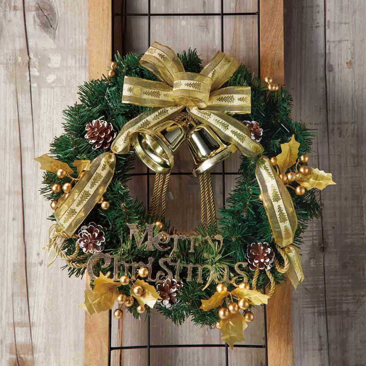 823»◤完売◢早割りクリスマスリース*ゴールドリボン*華やかな可愛い