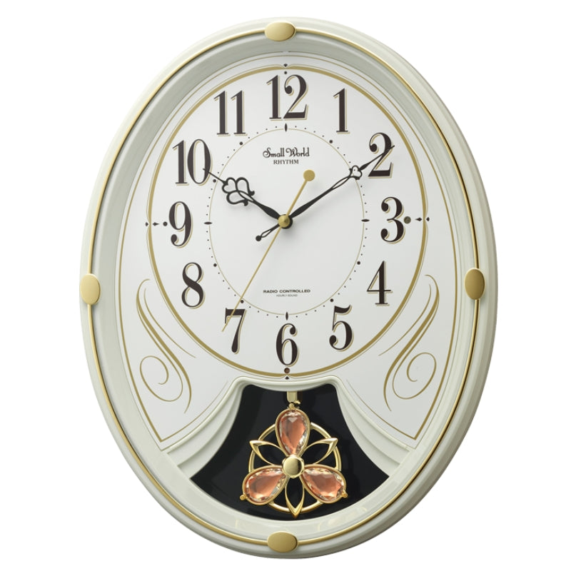 RHYTHM リズム 電波 振り子 掛け時計 トライメテオ 8MX402SR03 白