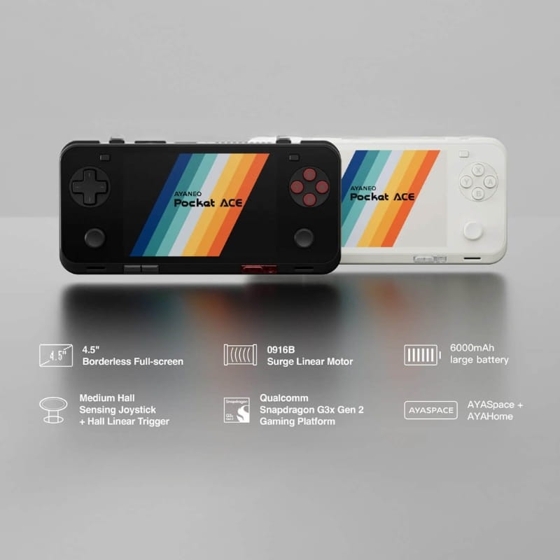 Ayaneo Pocket ACE - Batterie 6000 mAh - 256 Go ROM - Noir