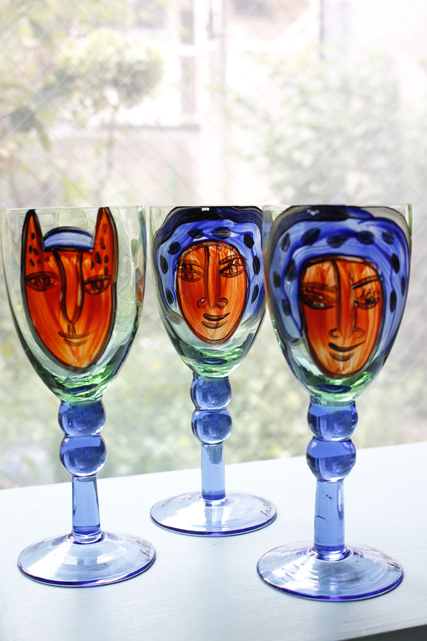 ティファニー ヴィンテージステンドグラス フラミンゴと女性 グラス