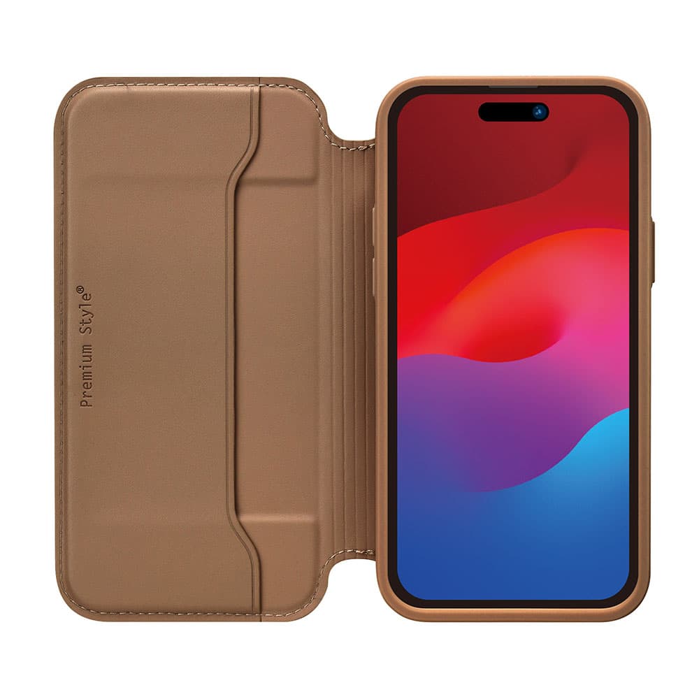 iPhone 15用 ガラスフリップケース [ブラウン]｜株式会社PGA