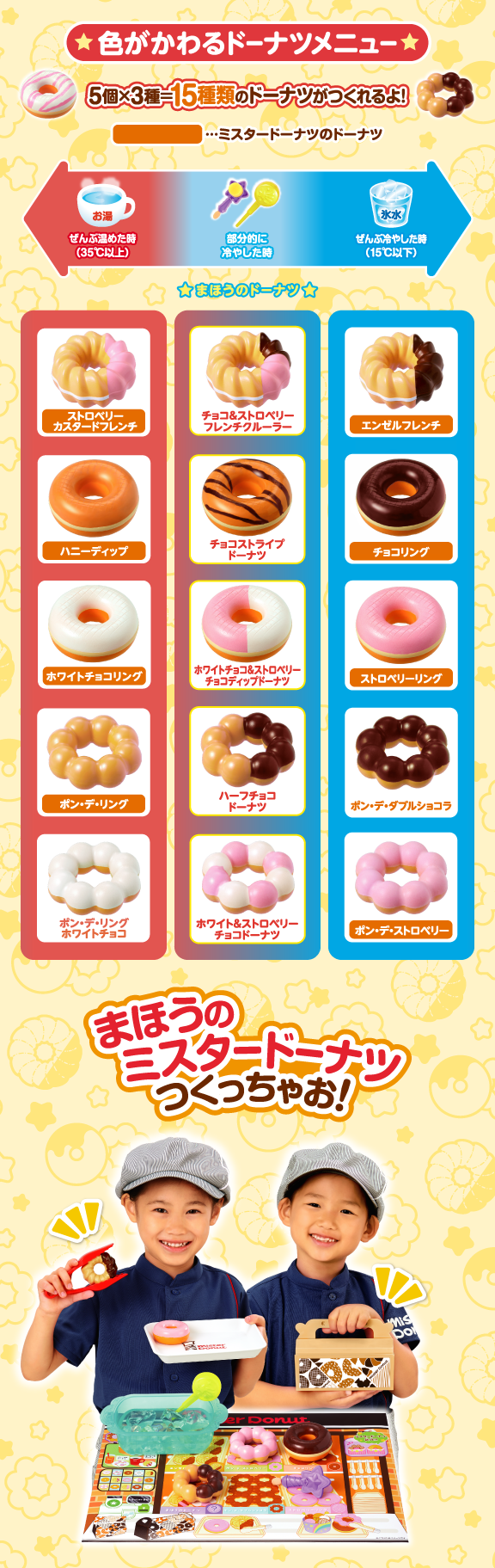 かえちゃOh!! まほうのミスタードーナツ｜商品情報｜おふろのおもちゃ