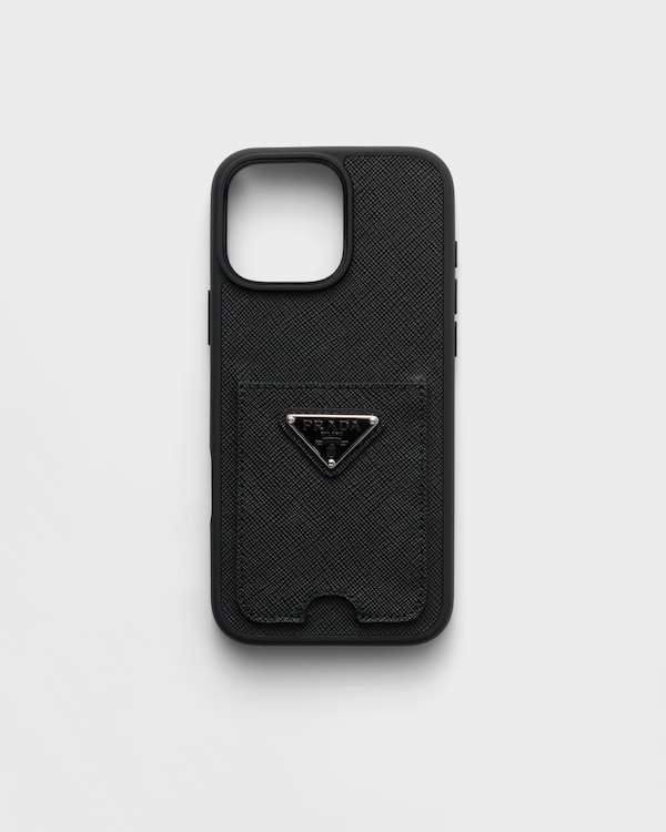 Black Saffiano Leather Case For Iphone 16 Pro Max | PRADA