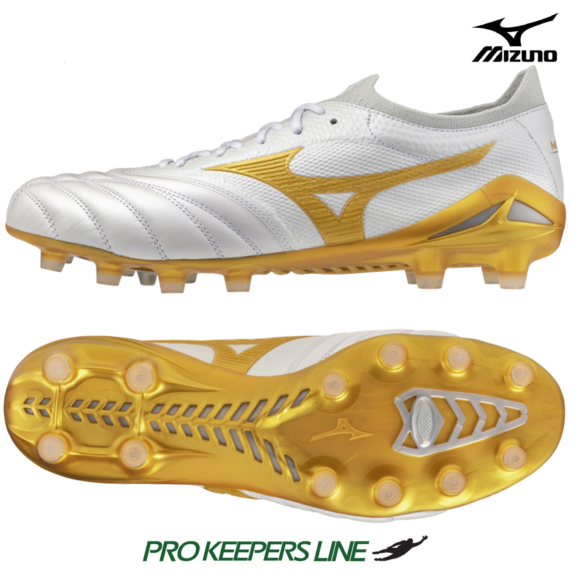 MIZUNO MORELIA NEO IV BETA JAPAN FG WHITE/M P GOLD/COOL GRAY 3C