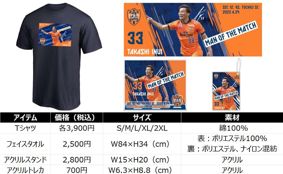 4/29(土)栃木SC戦】MAN OF THE MATCHグッズ(乾貴士選手)予約販売の