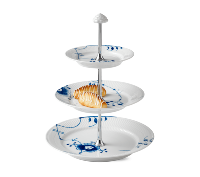 ブルーフルーテッド メガ デザートスタンド 3段|ロイヤル