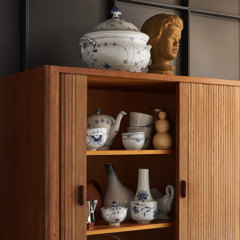 ブルーフルーテッド プレイン ライスボウル ペア|ロイヤル