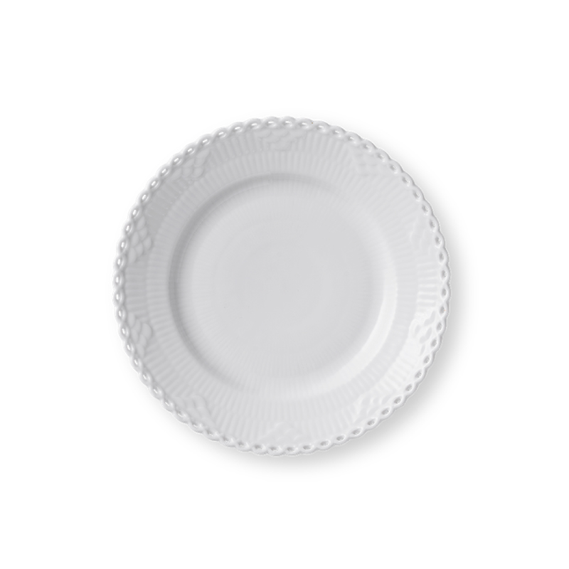 ホワイトフルーテッド フルレース プレート 17cm|ロイヤル