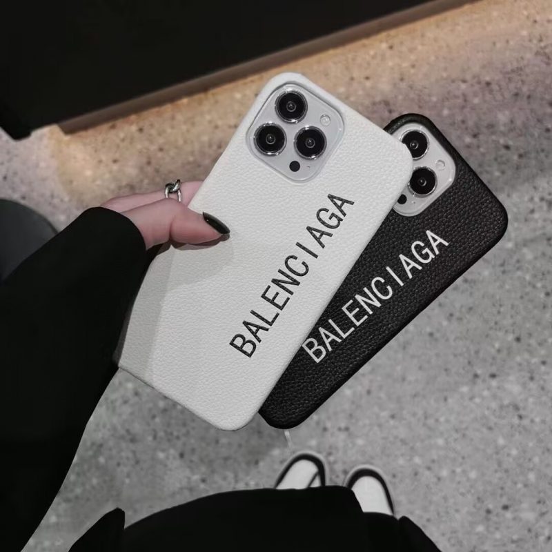 バレンシアガ iphone13/13proケース レザー BALENCIAGAロゴ iphone携帯