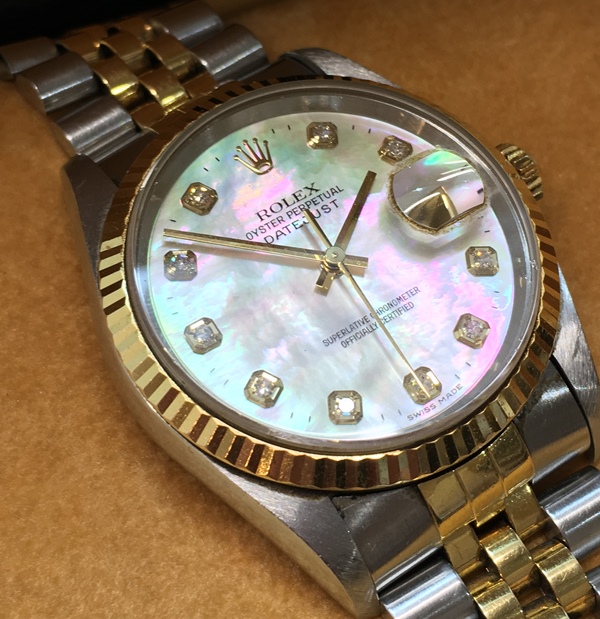 ROLEX デイトジャスト シェル文字盤 新ダイヤ Ref.16233NG U番