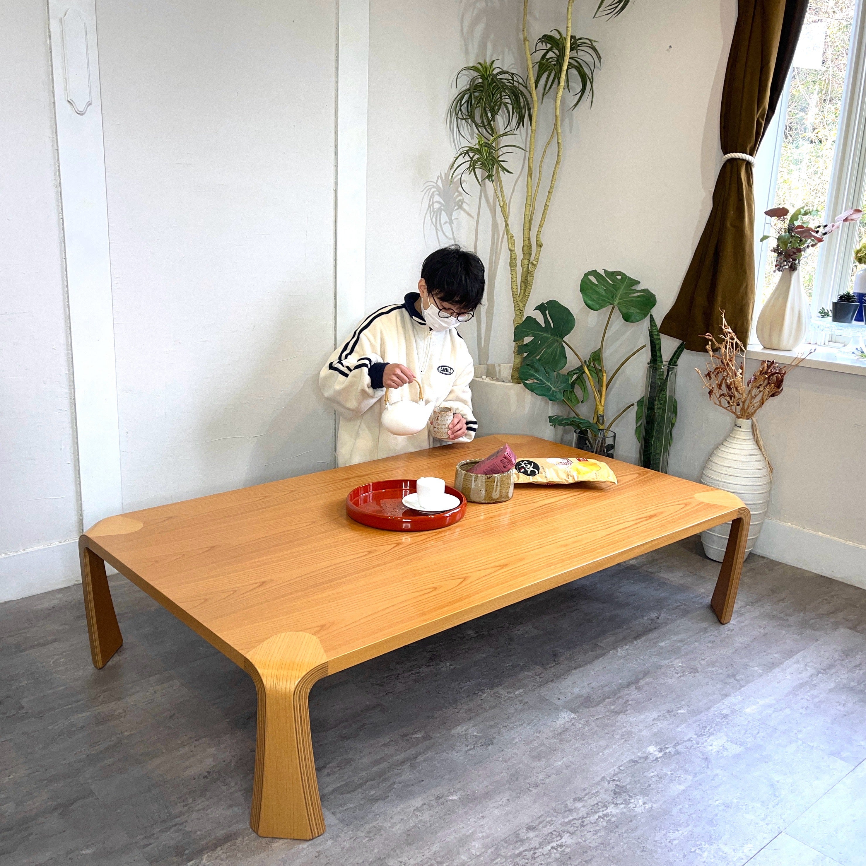 天童木工 / Tendo 座卓 乾三郎 ケヤキ板目 和テーブル ローテーブル