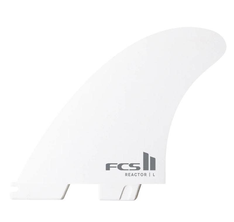 FCS II Reactor PC Large Thruster Surfboard Fin Set in White
