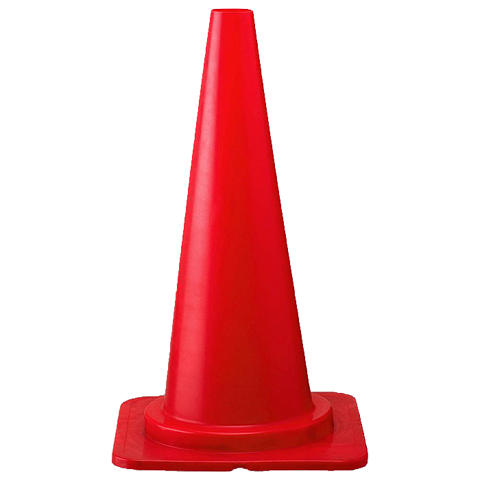 EVA樹脂製ソフトコーン 赤（380×380×670mm）カットタイプ/M493SC