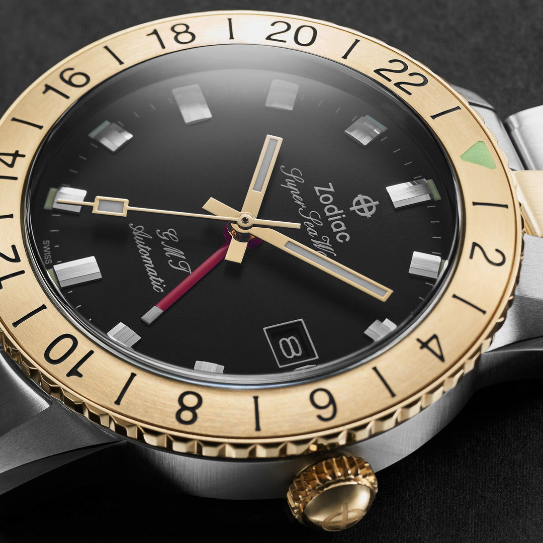 Zodiac ZO9406 Super Sea Wolf GMT Automatic Silver Gold | Watches.com