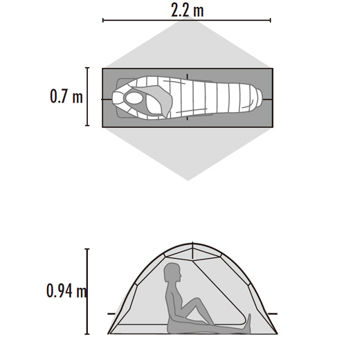 MSRの超軽量テント、カーボンリフレックス1と2 収納はグラナイトギアで