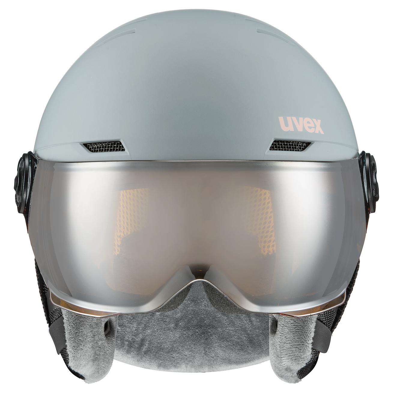 uvex rocket jr visor rhino - blush matt mirror red | Ski helmets