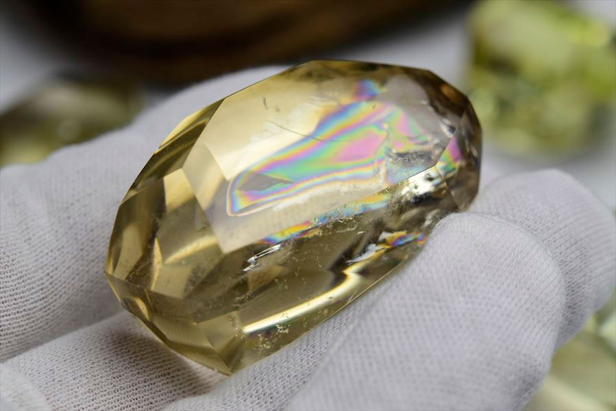 レインボー シトリン タンブル（磨き）｜虹入り黄水晶｜アップストーン
