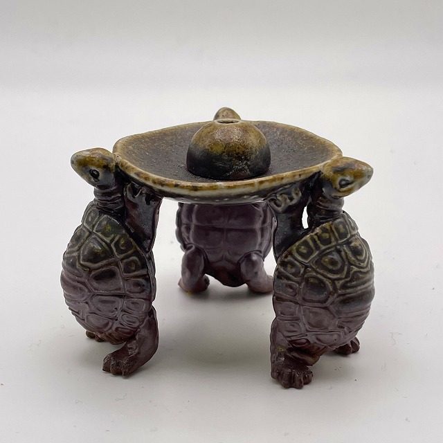 御幡康照作 備前焼 お香立て(カメ) 備前焼陶吉は人間国宝作品から現代