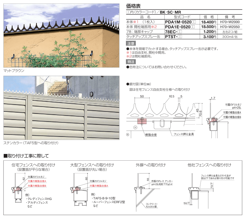 四国化成 プチガードA1型（忍び返し）の通販 メーカー価格表の半額+