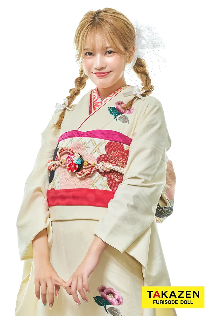 格安大正ロマン 白/ピンク 椿柄刺繍 シンプル すっきり 柄少なめ