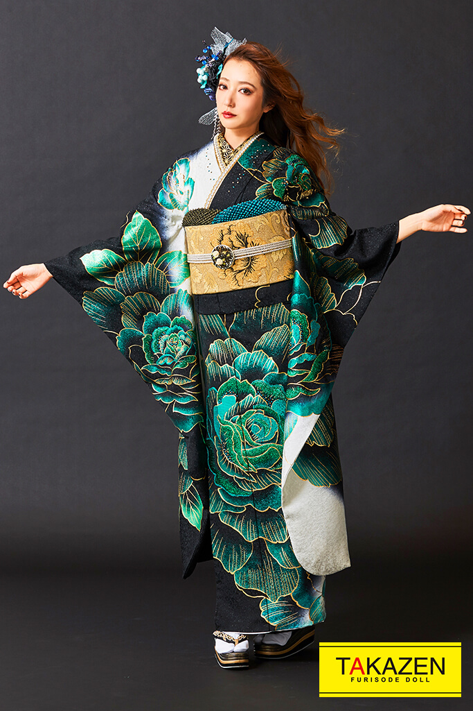 モード 白/黒/グリーン(緑色) バラ柄/大柄 人と被らない 派手 目立つ