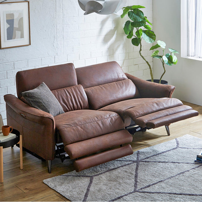 電動リクライニング ソファ 2人掛け レザー 調 電動ソファ モーション
