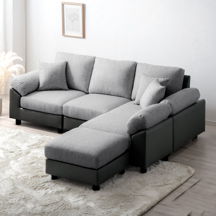 幅202] 洗えるカバーリング ソファ 3人掛け ポケットコイル L字