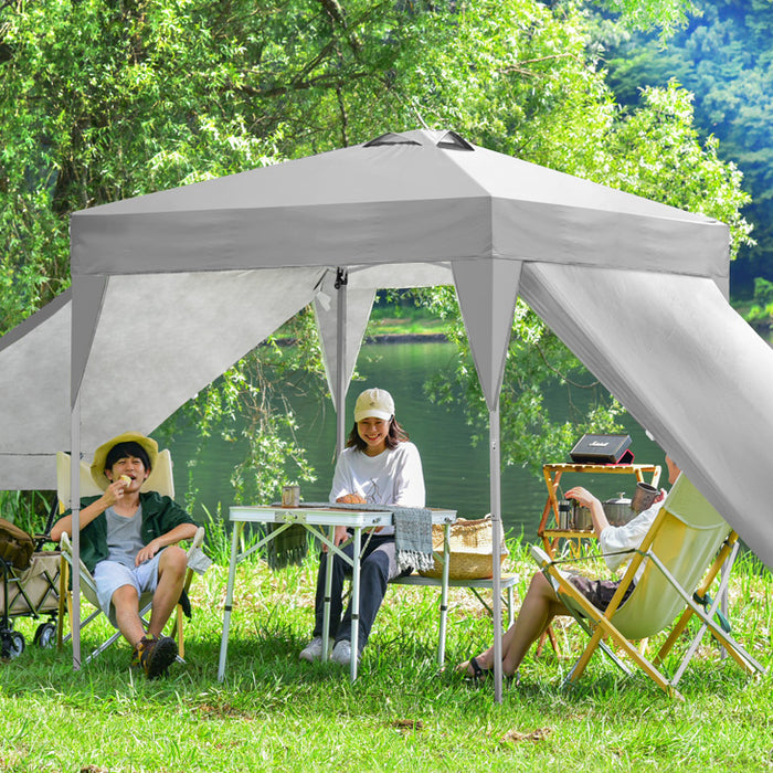 重り4個＋サイドシート2枚付】 2mワンタッチタープテント 防水 収納