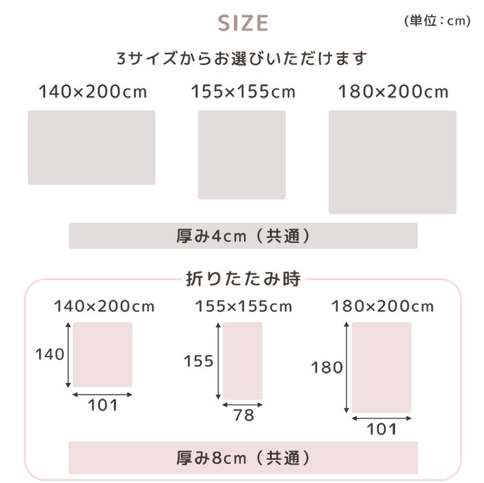 180×200］プレイマット 2つ折り シームレス 厚み4cm 防水 防音 軽量