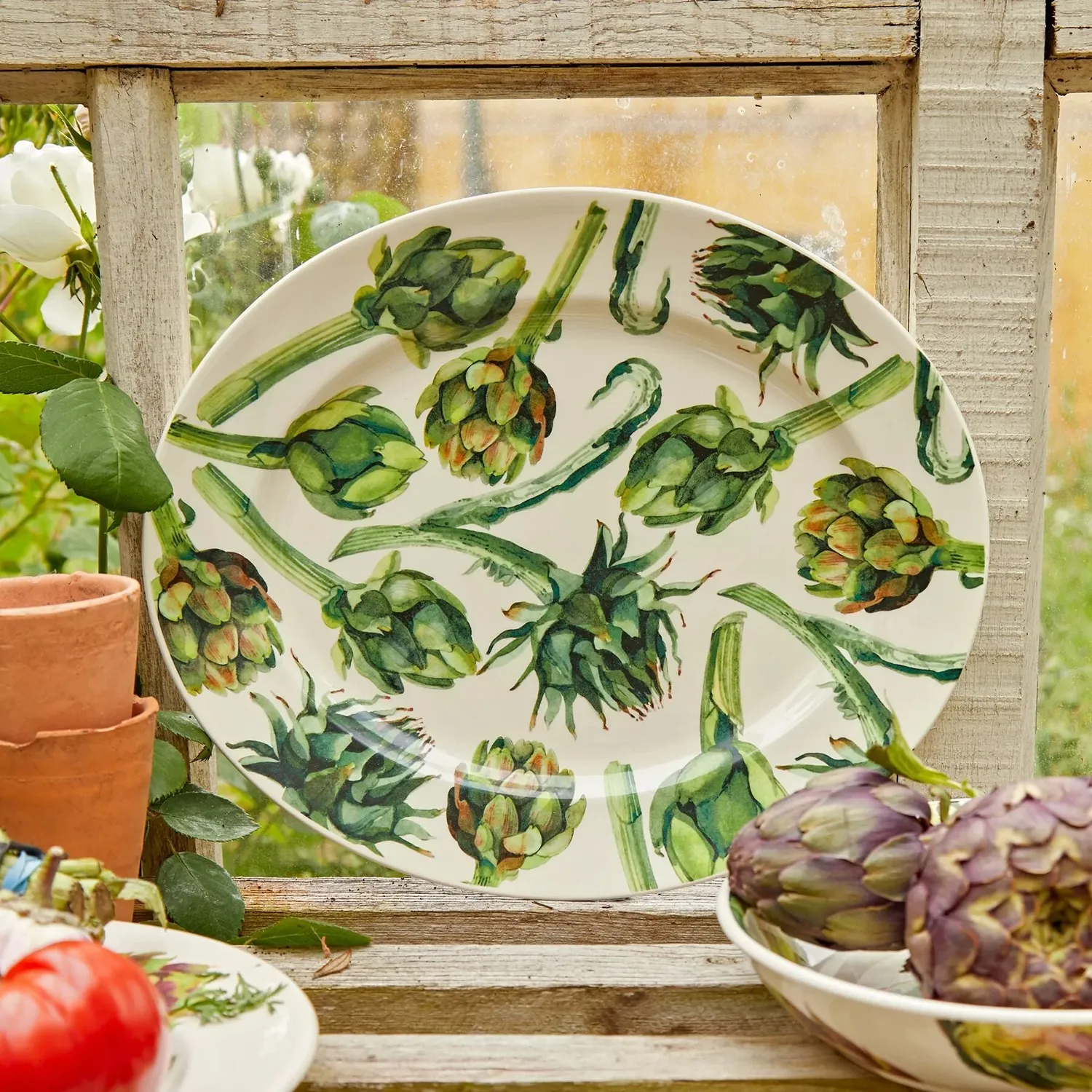 Serving Plate: 36cm Emma Bridgewater Oval Artichoke Plate, Ceramic