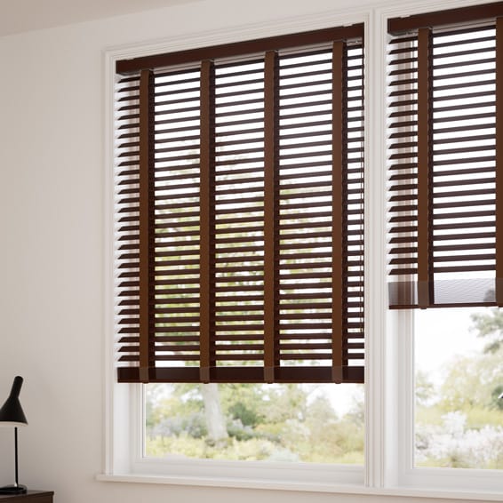 シンプル ダークブラウン＆ライトブラウン ウッドブラインド