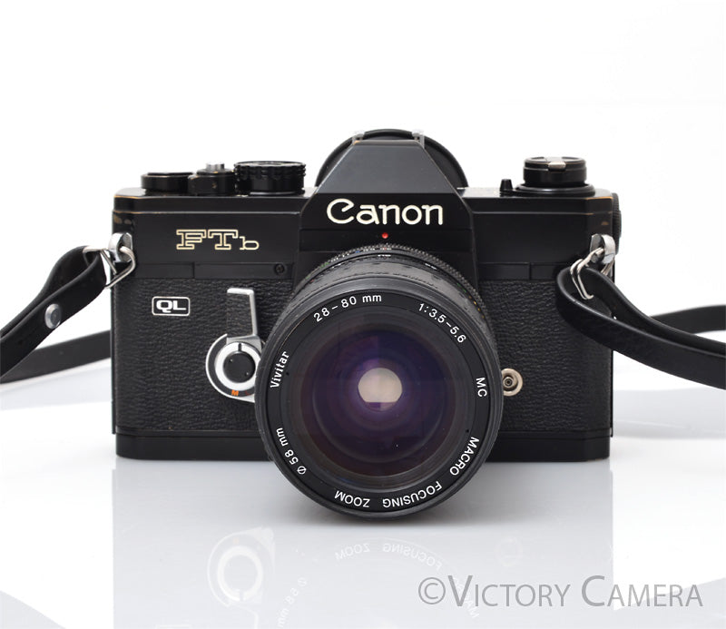 Canon FTb QL Black 35mm Film Camera w/ 28-80mm Zoom Lens [EXC]