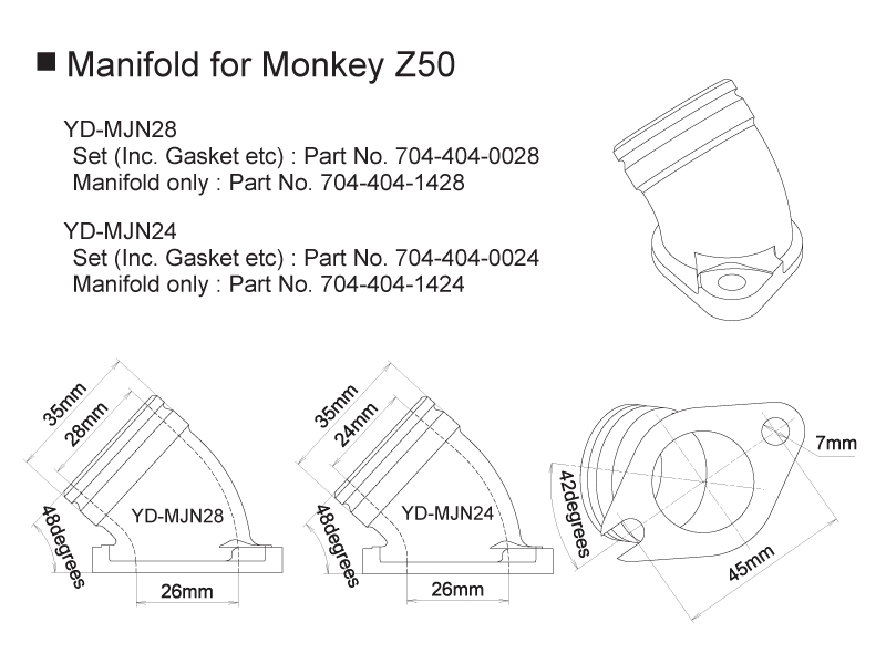 MANIFOLD KIT YD-MJN24/28 for MonkeyZ50 | Yoshimura Japan