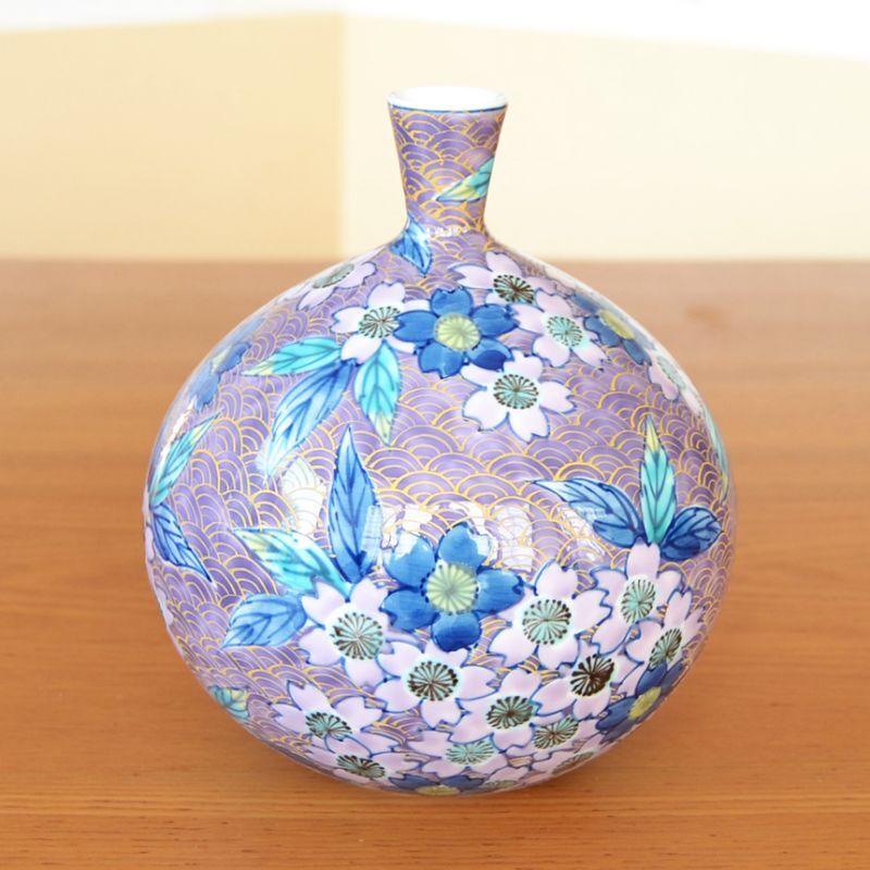 有田焼やきもの市場 | 有田焼 紫彩桜絵 小花瓶 藤井錦彩 作 | 美術品