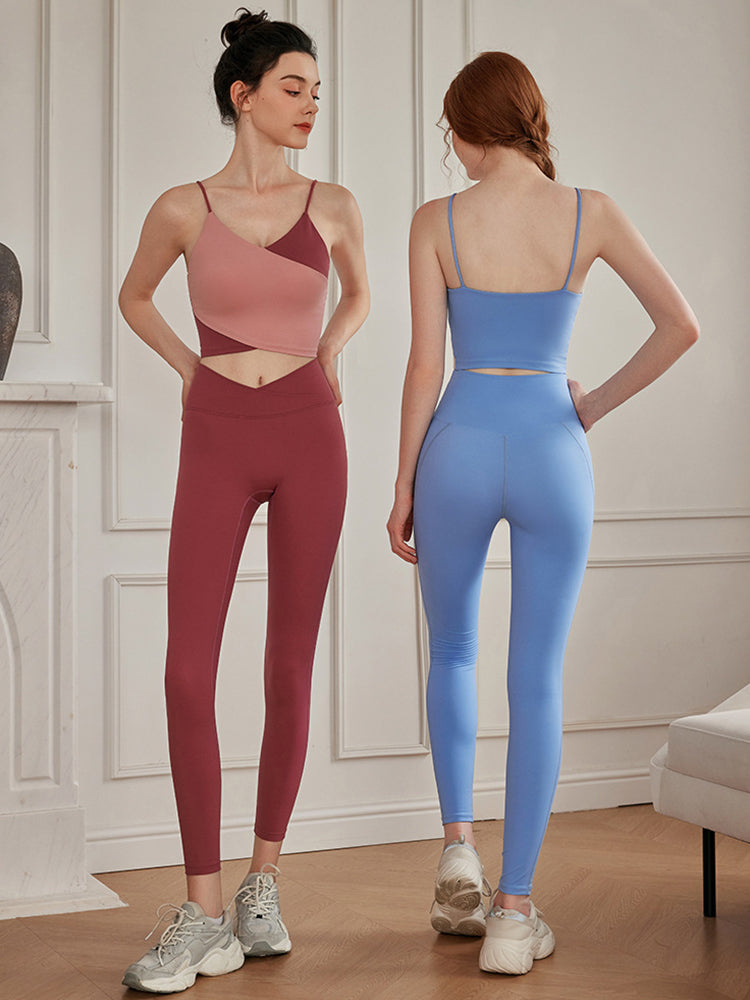 ZOMIGEN｜配色クロススポブラ＆クロスウエストレギンス セットアップ