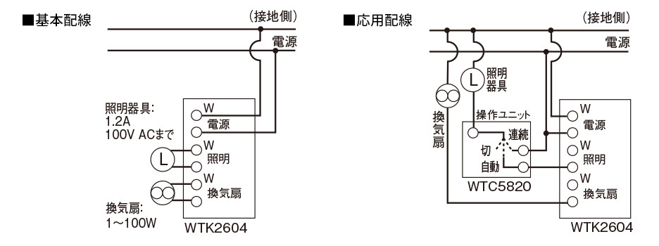換気扇連動用（換気扇遅れOFF機能付） | 天井取付熱線センサ付自動