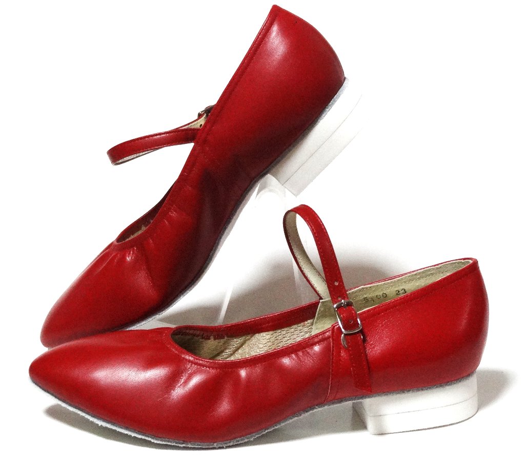 赤・フォークダンスシューズ（OGURA） ベルト付 スタンダード