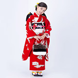 七五三七歳四つ身：N058 モダンアンテナ 赤 天使とお城 | 七五三着物