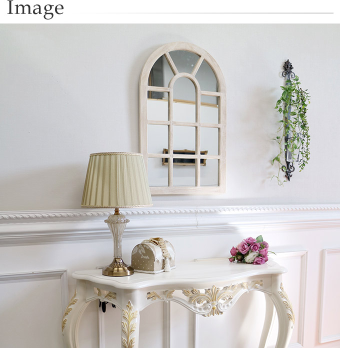 シャビーシック アンティークウィンドウミラー ホワイト｜おしゃれ