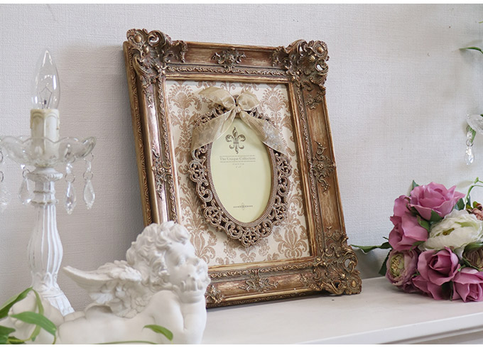 2WAYフォトフレーム アンティークゴールド 1枚用(写真立て)｜おしゃれ