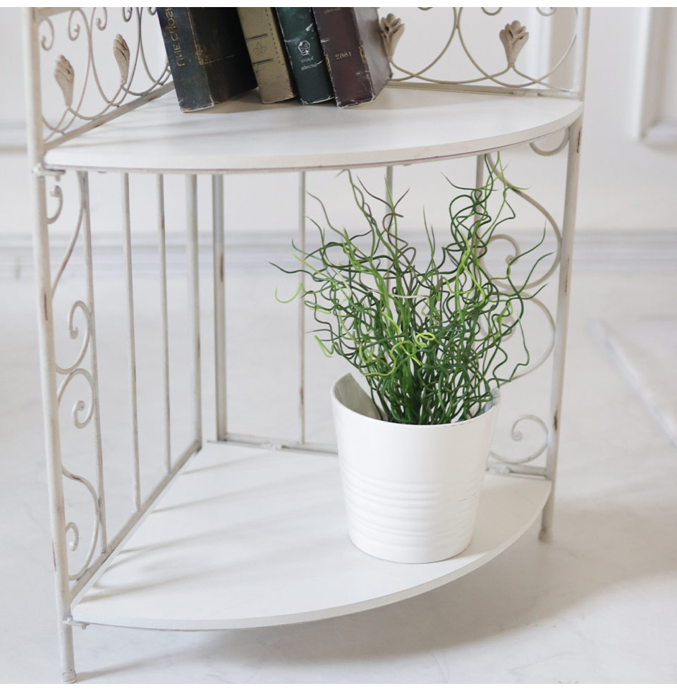 コーナーシェルフ 3段 高さ121cm ホワイト アイアン｜おしゃれ家具通販