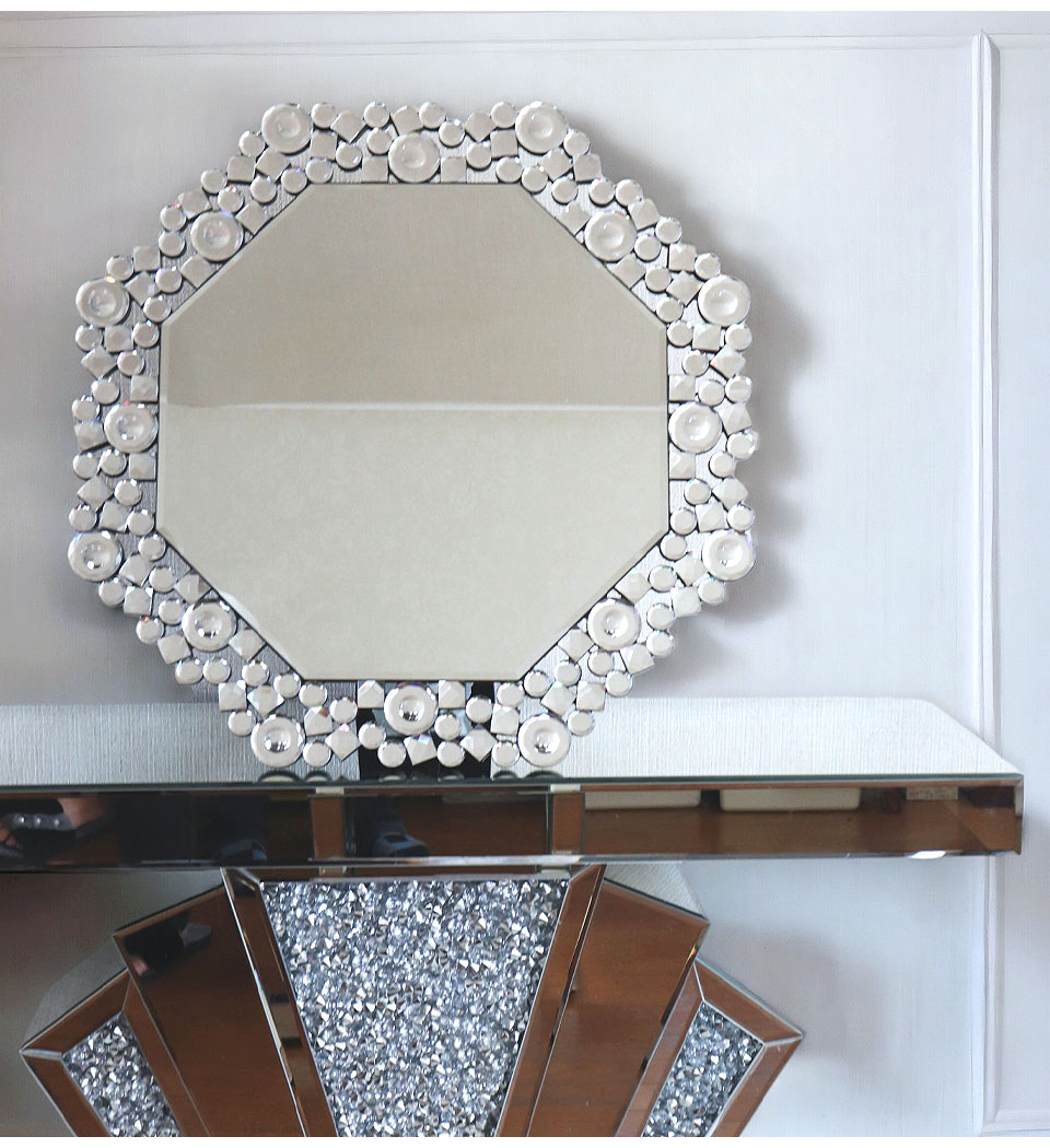 Miruge 八角形ウォールミラー（ジュエル） 壁掛け鏡 幅51cm 【送料無料