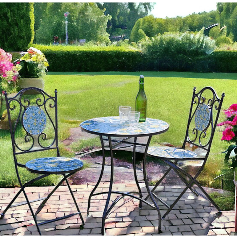 ガーデニングファニチャー テーブル＆チェア3点セット（レモン）｜Y