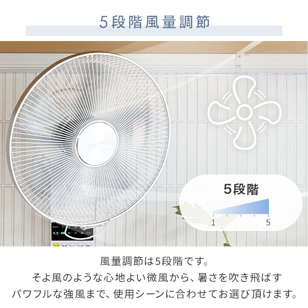壁掛け扇風機 DC 30cm 風量5段階 YWX-BGD301 山善 | 山善ビズコム