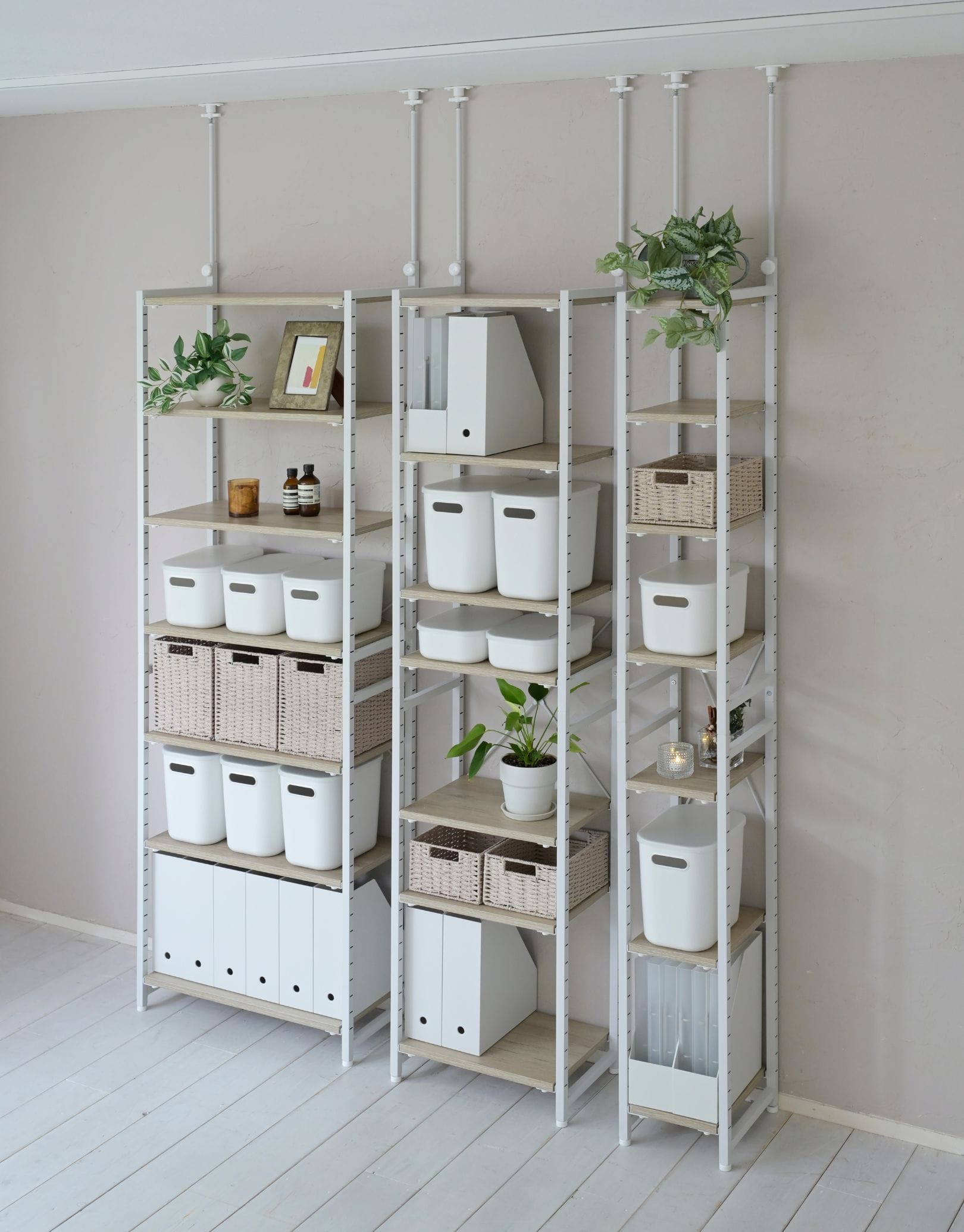 棚が動かせる 突っ張りファイルラック 幅25/45/65cm RSFT-257 山善